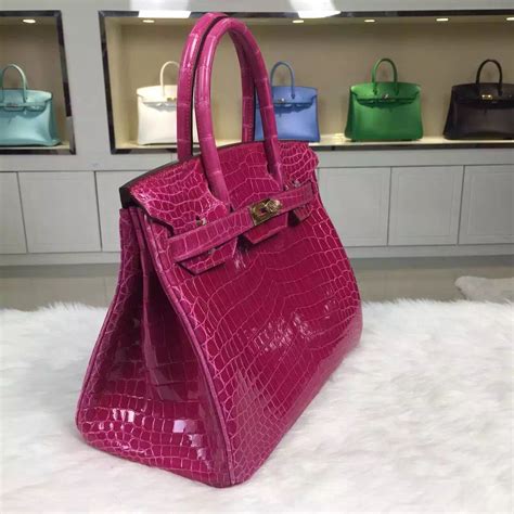 hermes pink green bag|Hermes pink crocodile birkin bag.